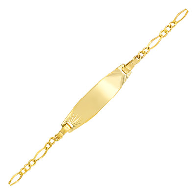 Gourmette bébé Ovale Maille Figaro, Or jaune 375, 12 à 14cm - Lucas Lucor