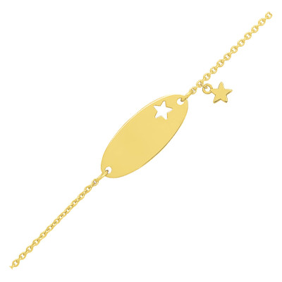 Gourmette Bébé ajourée étoiles, Or jaune 375, 12 à 14cm - Bambins