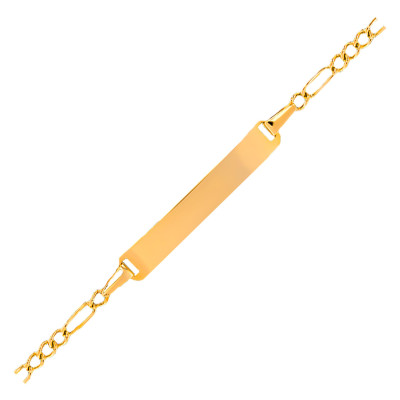 Gourmette bébé maille cheval alternée, Or jaune 375, 14cm - Bambins