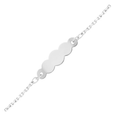 Gourmette bébé plaque nuage, Or blanc 750, 12 à 14cm - Bambins