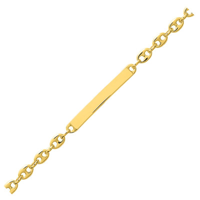Gourmette Personnalisable Grain de Café, Plaqué Or Jaune, 18cm - Emanessence