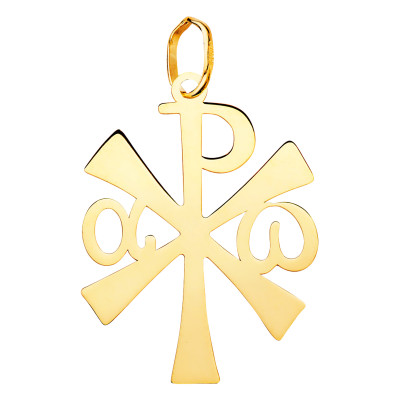 Pendentif Croix Chrisme, Or Jaune 750, 14x22mm - Lumiosa