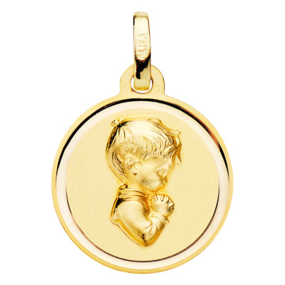 Médaille Garçon Communion, Or Jaune 750, 16 mm - Lumiosa