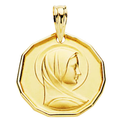 Médaille Vierge Bienveillante, Or Jaune 750, 16 mm - Lumiosa