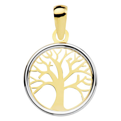 Médaille Ronde Arbre de Vie, 2 Ors 750, 12 mm - Lumiosa