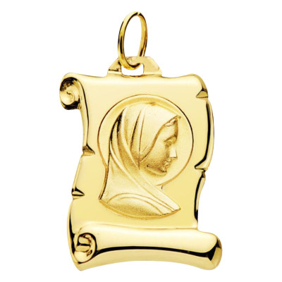 Médaille Vierge Parchemin, Or Jaune 375, 12x18 mm - Lumiosa