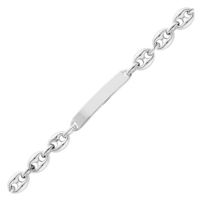 Gourmette Identité Grain de Café, Argent, 17 à 22cm - Emanessence