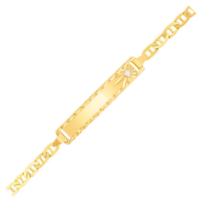 Gourmette bébé maille marine plate, Or jaune 750 & diamant, 12 à 13,50cm - Lucas Lucor