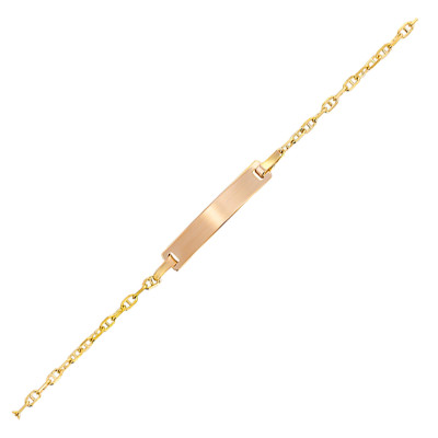 Gourmette bébé maille Marine, Or jaune 750, 12,50 à 14cm - Lucas Lucor