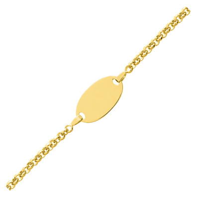 Gourmette Maille Jaseron, Plaqué Or Jaune, 18cm - Emanessence