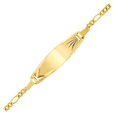 Gourmette bébé tonneau maille cheval alternée, Or jaune 750, 12 à 14cm - Lucas Lucor