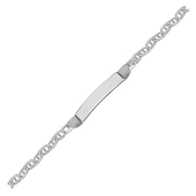 Gourmette Identité Maille Marine, Argent, 19cm - Emanessence