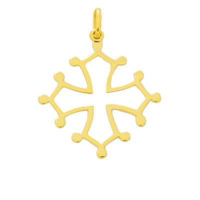 Croix Occitane Petit modèle fil massif, Or Jaune 750, 19x22mm - Emanessence