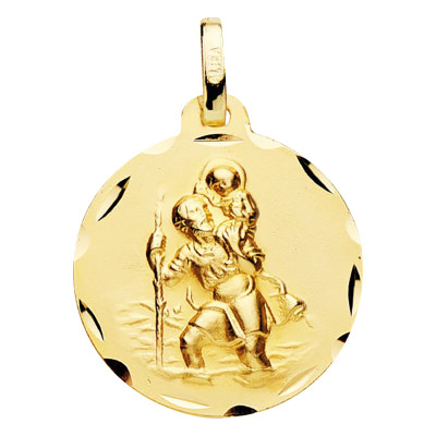 Médaille Saint Christophe Facettée, Or Jaune 375, 18 mm - Vandona