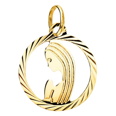 Médaille Vierge Diamantée Ajourée, Or Jaune 375, 14 mm - Vandona