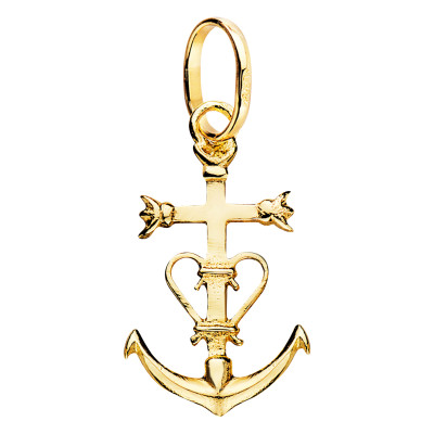 Pendentif Croix de la Camargue, Or Jaune 375, 20x12mm - Vandona