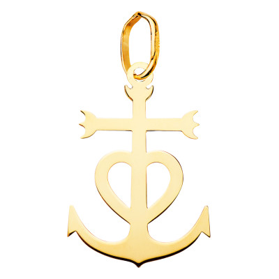 Pendentif Croix Camarguaise, Or Jaune 750, 12x17mm - Vandona