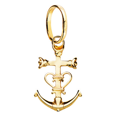 Pendentif Croix de Camargue, Or Jaune 750, 10x16mm - Vandona