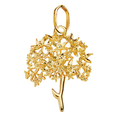 Pendentif Arbre de Vie Texturé, Or Jaune 750, 15x18mm - Emanessence