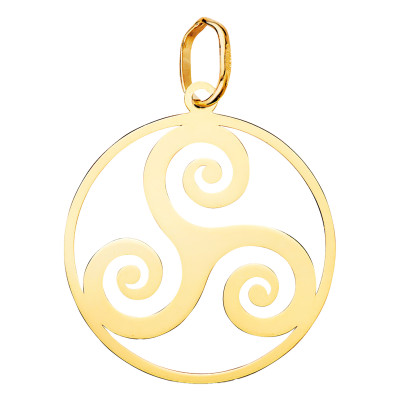 Pendentif Rond Triskel Ajouré, Or Jaune 750, 20 mm - Emanessence