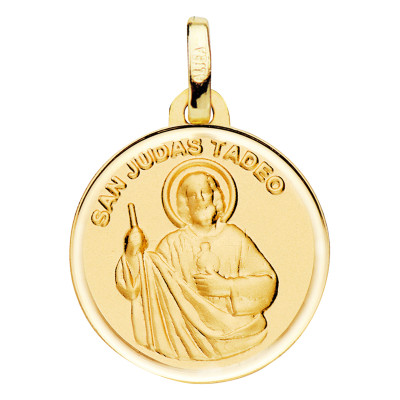 Médaille San Judas Tadeo Or Jaune 750, 18 mm - Vandona