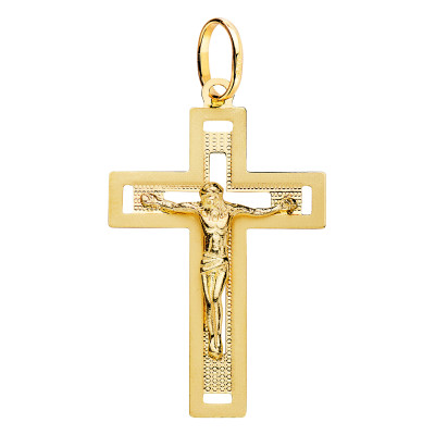 Pendentif Croix de Christ, Or Jaune 750, 22x35mm - Vandona