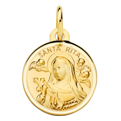 Médaille Sainte Rita, Or Jaune 750, 14 mm - Vandona