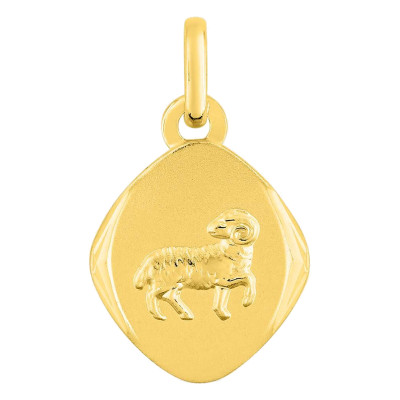Pendentif Signe Astrologique Bélier Ovale, Or Jaune 750 - Emanessence