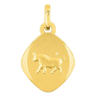 Pendentif Signe Astrologique Taureau Ovale, Or Jaune 750 - Emanessence