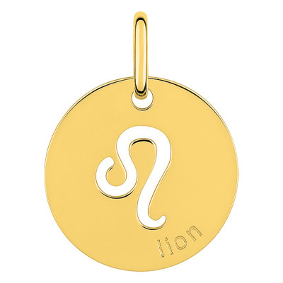 Pendentif Signe Astrologique Lion, Or jaune 750, 15mm - Emanessence