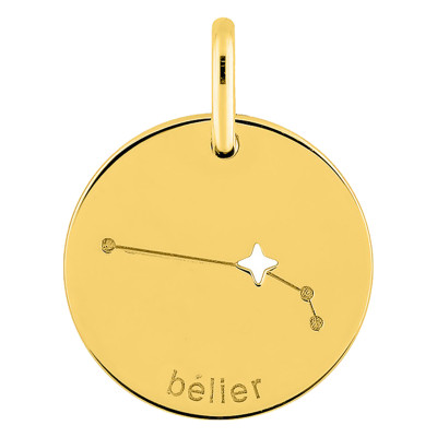 Pendentif Constellation Bélier, Or jaune 750, 14mm - Emanessence