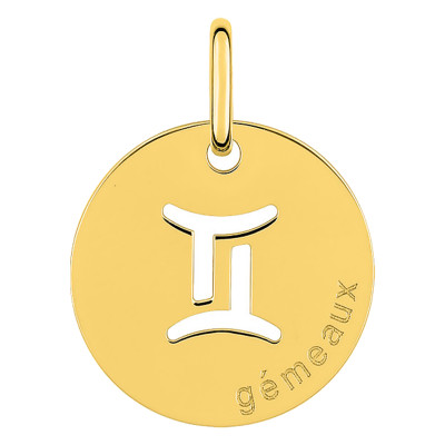 Pendentif Signe Astrologique Gémeaux, Or jaune 750 - Emanessence