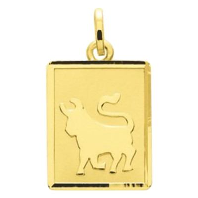 Pendentif zodiaque taureau rectangle, Or jaune 750 - Emanessence