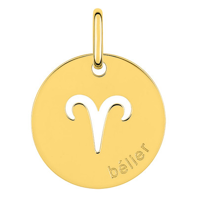Pendentif Signe Astrologique Bélier, Or jaune 750, 15mm - Emanessence