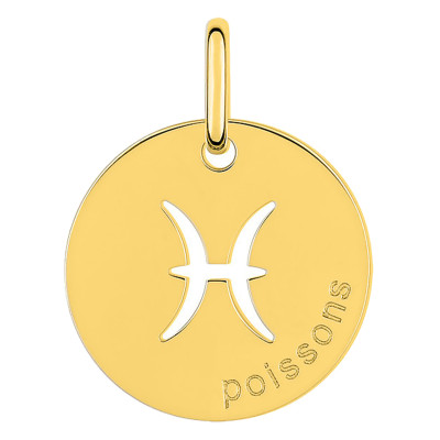 Pendentif Signe Astrologique Poisson, Or jaune 750, 15mm - Emanessence