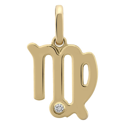 Pendentif Signe Astrologique Vierge, Or jaune 750 & Diamant - Emanessence