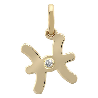 Pendentif Signe Astrologique Poisson, Or jaune 750 & Diamant - Emanessence