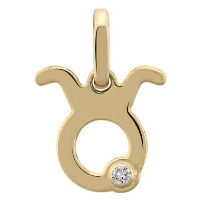 Pendentif Signe Astrologique Taureau, Or jaune 750 & Diamant - Emanessence