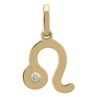 Pendentif Signe Astrologique Lion, Or jaune 750 & Diamant - Emanessence