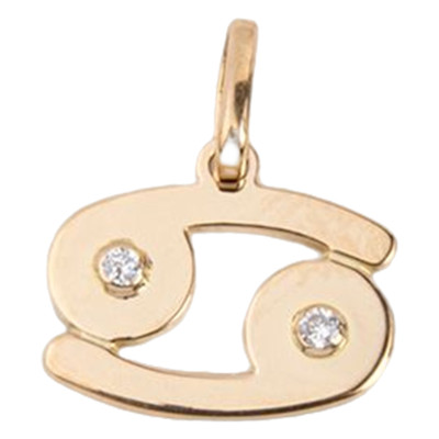 Pendentif Signe Astrologique Cancer, Or jaune 750 & Diamant - Emanessence