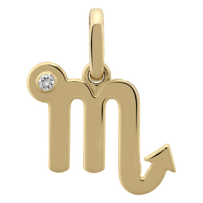 Pendentif Signe Astrologique Scorpion, Or jaune 750 & Diamant - Emanessence