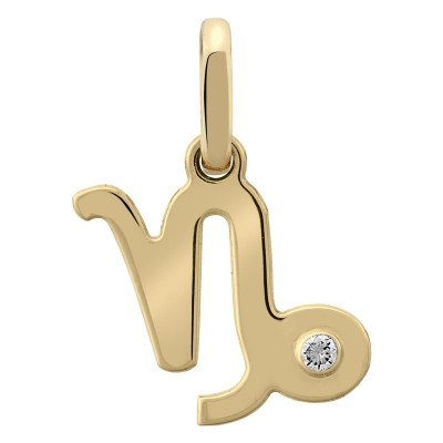 Pendentif Signe Astrologique Capricorne, Or jaune 750 & Diamant - Emanessence