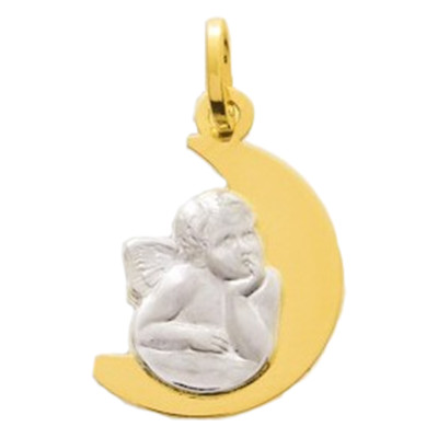Médaille Ange & Lune, 2 Ors 750 - Emanessence