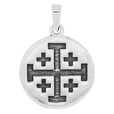 Médaille Croix de Jérusalem, Argent 925 Rhodié, 20mm - Vandona