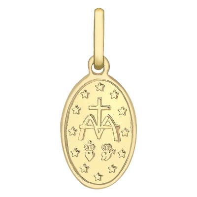 Médaille Vierge Miraculeuse, Or Jaune 375, deux tailles - Emanessence
