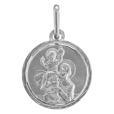 Médaille Saint-Christophe, Or Blanc, 16 mm - Lucas Lucor