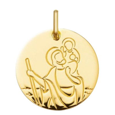 Médaille Saint Christophe laser, Or Jaune 750, 16 mm - Argyor