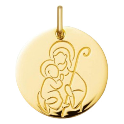 Médaille Saint Joseph laser, Or Jaune 750, 16 mm - Argyor