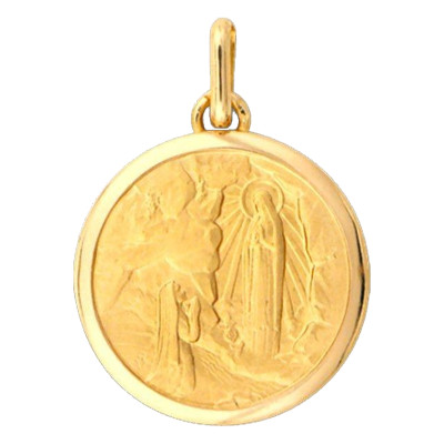 Médaille Sainte Bernadette, Or Jaune, 15mm - Lucas Lucor