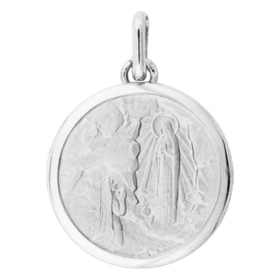 Médaille Sainte Bernadette, Or Blanc, 15mm - Lucas Lucor